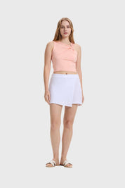Polera Mujer Asimétrica Nudo Damasco