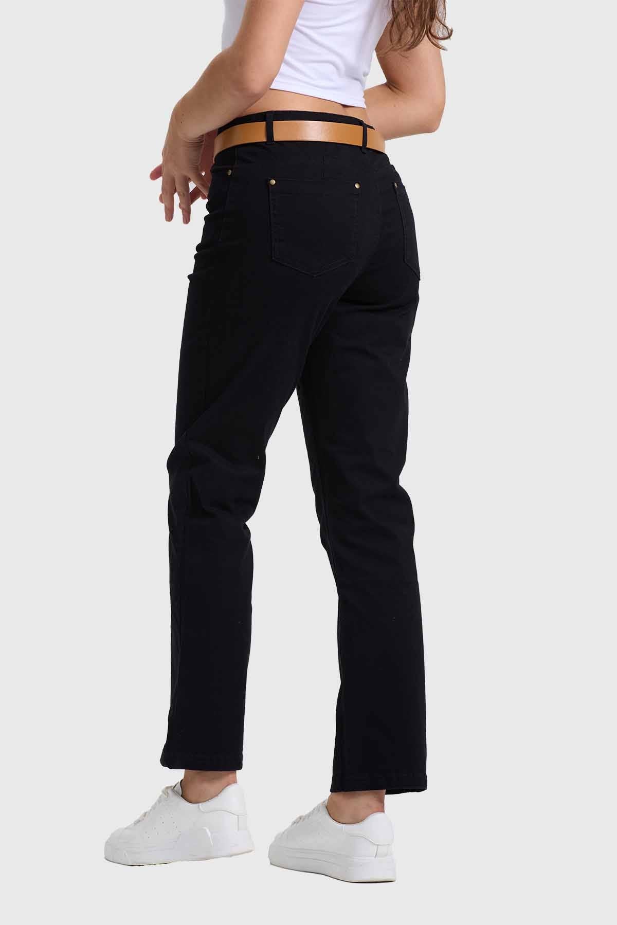 PANTALÓN MUJER SEMI RECTO GABARDINA PUSHUP NEGRO