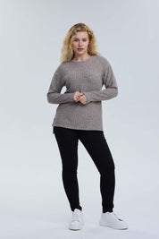 Polera Mujer Manga Larga Rib Beige