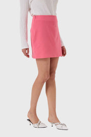 Falda Mujer Mini Short Interior Preppy Rosado