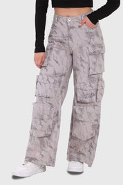 Pantalón Mujer Cargo Manchado Gris