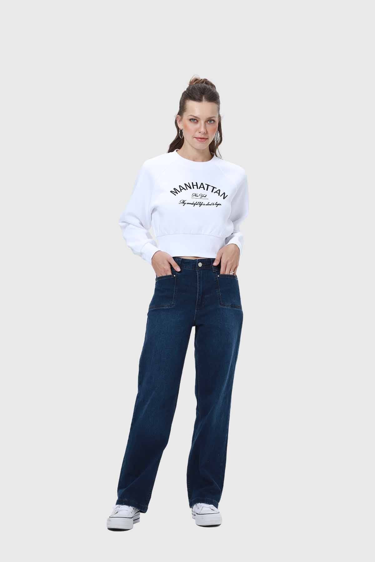 Polerón Mujer Pretina Ancha Blanco