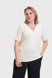 Polera Mujer Aplicación Print Beige
