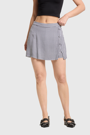 Falda Mujer Short Botones Costado Negro