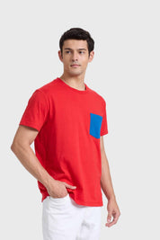 Polera Hombre Con Bolsillo Rojo