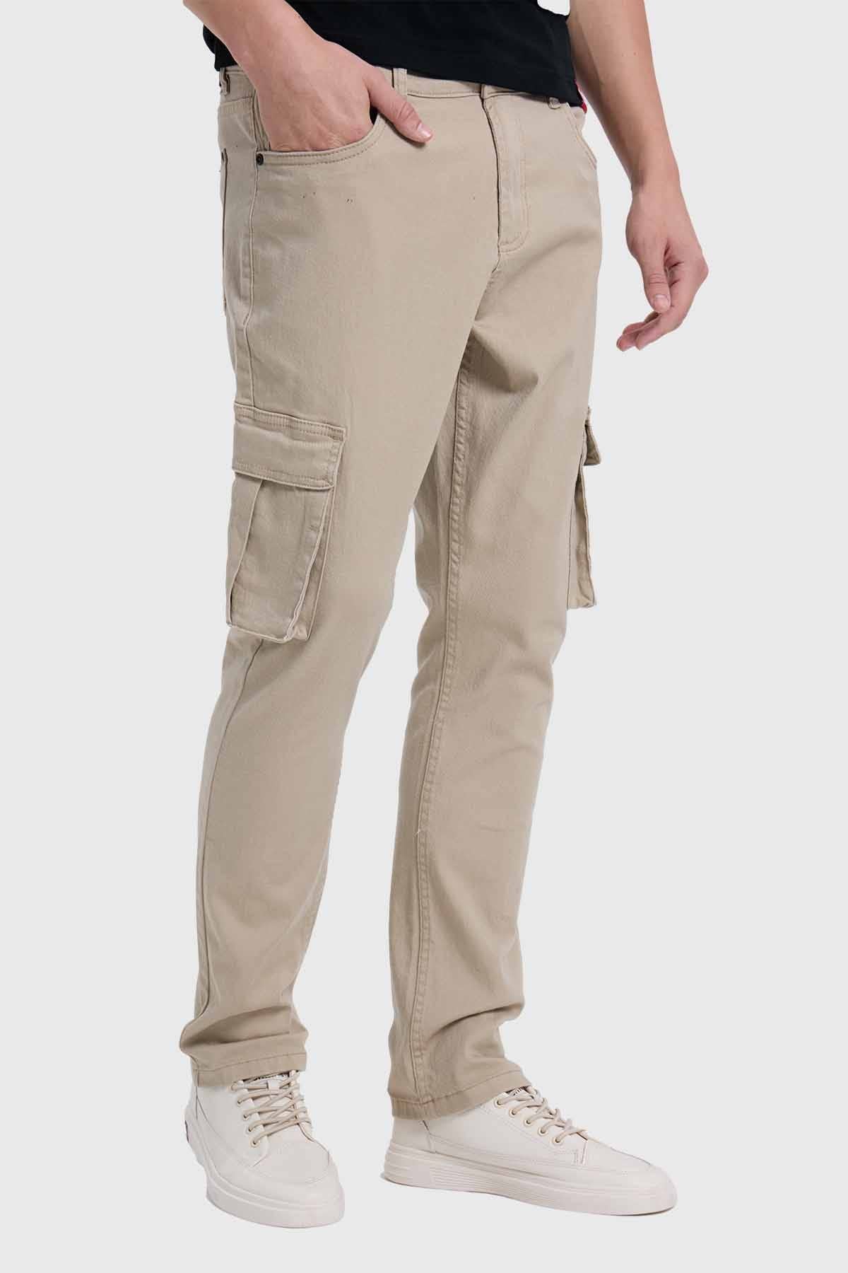 JEANS HOMBRE CARGO LISO BEIGE