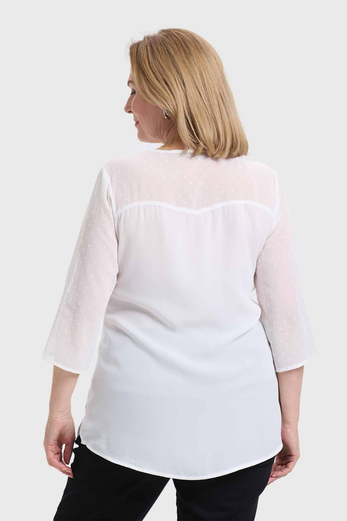 Blusa Mujer Cuello V Crudo