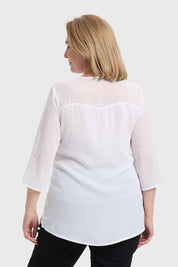 Blusa Mujer Cuello V Crudo