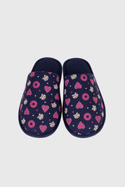 Pantufla Mujer Estampada Azul