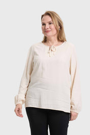 Blusa Mujer Abotonada Arena