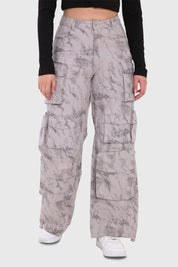 Pantalón Mujer Cargo Manchado Gris