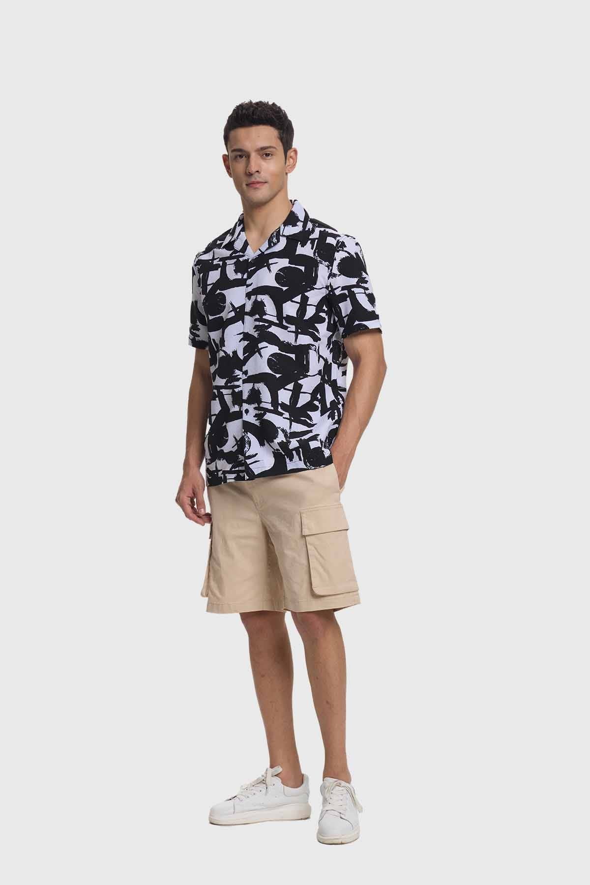 Camisa Hombre Guayabera Print Blanco