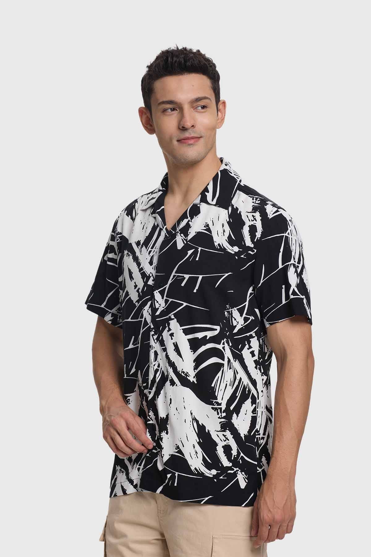 Camisa Hombre Print Negro