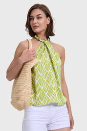 Blusa Mujer Escote Drapeado Verde
