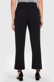 Pantalón Recto Aplicación Pretina Negro