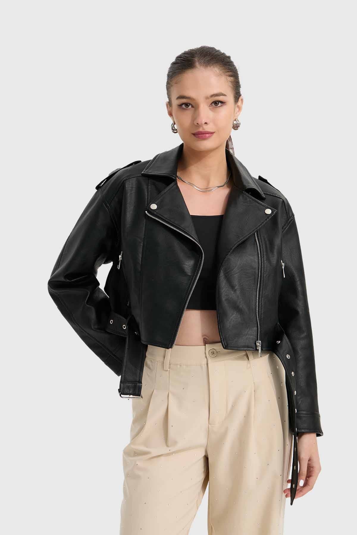 CHAQUETA MUJER BIKER NEGRO II