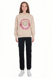 Polerón Niña Hoodie Oversize Beige