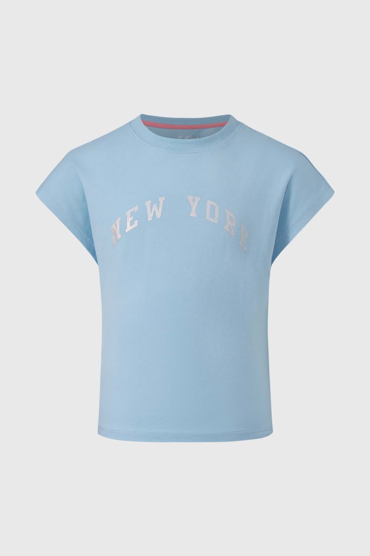 POLERA NIÑA CON FOLIA CELESTE