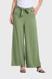 Pantalón Mujer Palazzo Pretina Verde