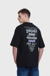 Polera Hombre Doble Print Texto Negro