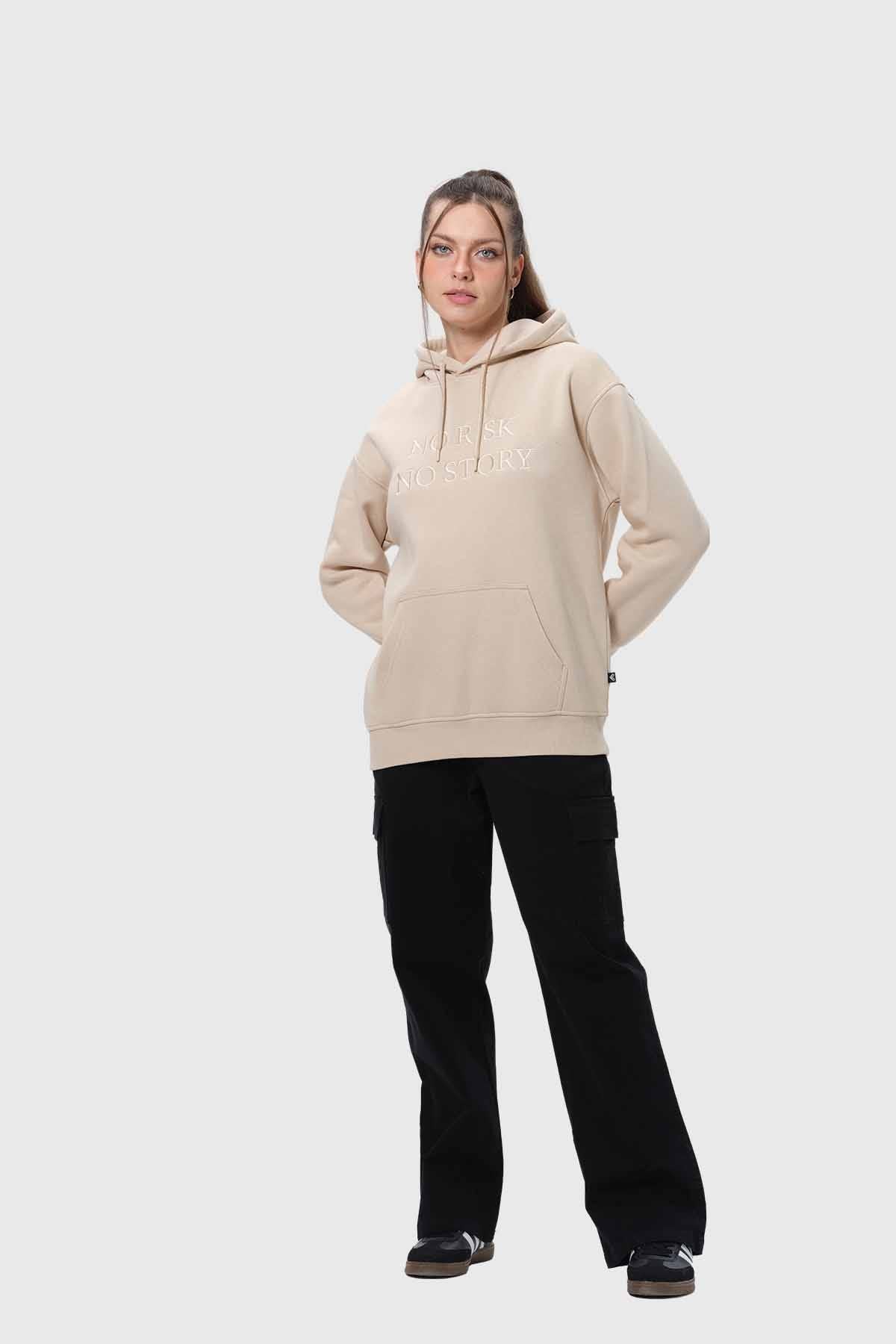 Polerón Mujer Canguro Print Beige