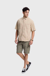 Camisa Hombre Denim Bolsillo Caqui