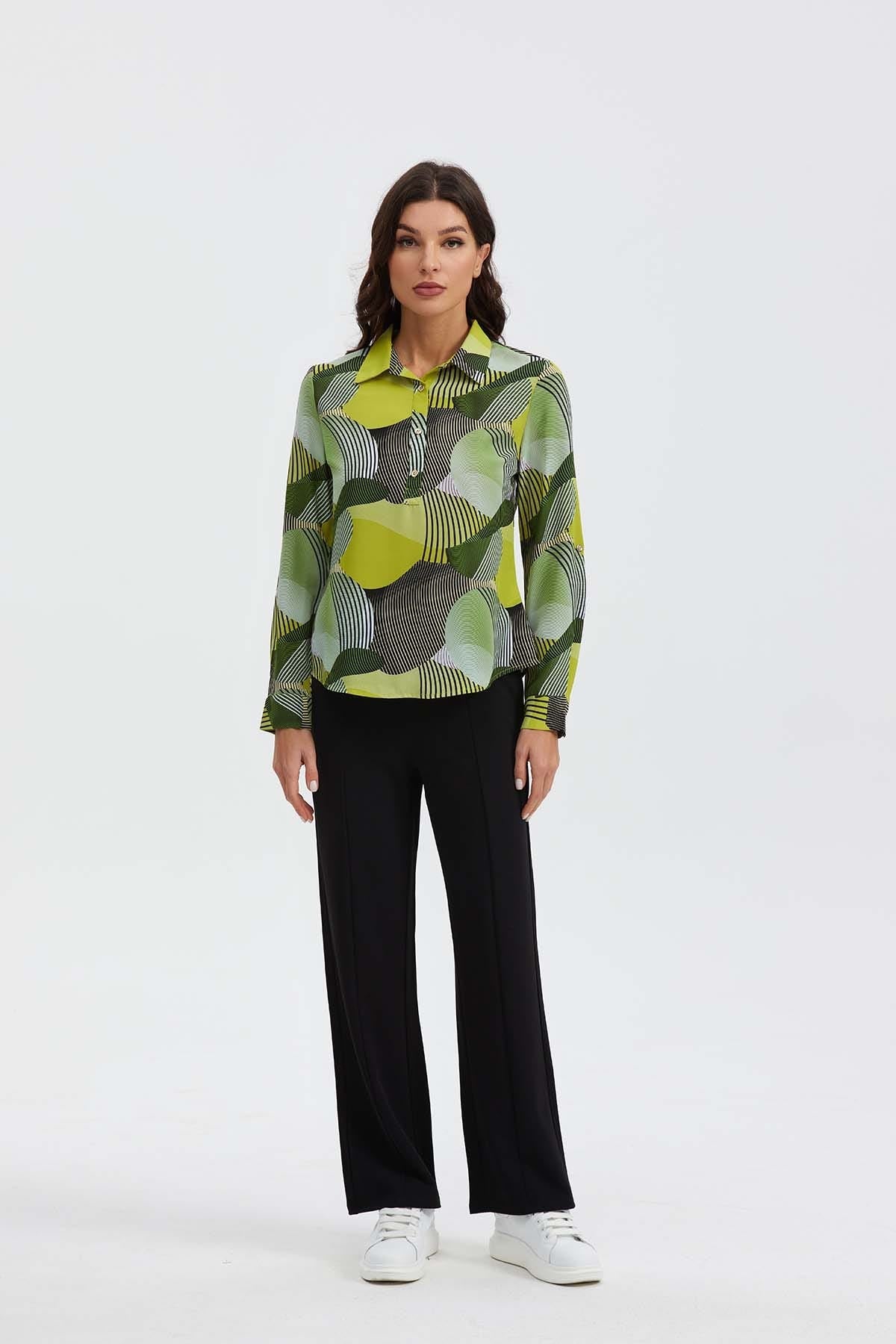 Blusa Mujer Patrones Geométricos Verde