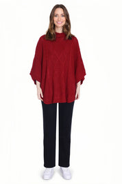 Sweater Mujer Poncho Guinda