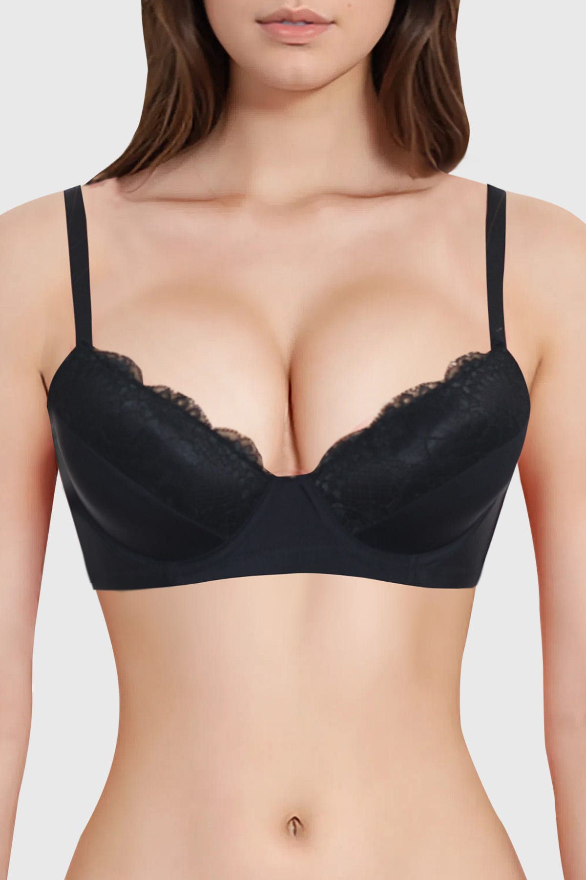 SOSTÉN MUJER COPA SOFT ENCAJE SUPERIOR NEGRO