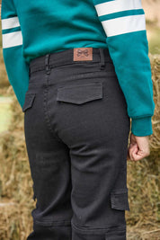 Jeans Niña Wide Leg Cargo Negro