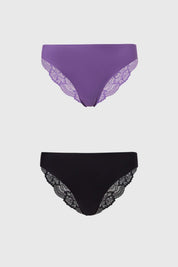 Calzón Mujer Bipack Bikini Encaje Negro