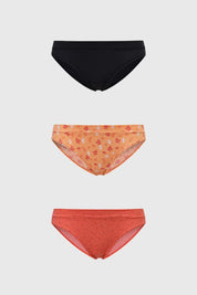 Calzón Mujer Tripack Bikini Estampado Damasco