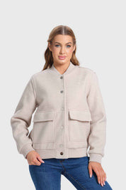 Chaqueta Mujer Bomber Con Aplicación Arena