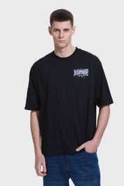 Polera Hombre Doble Print Texto Negro