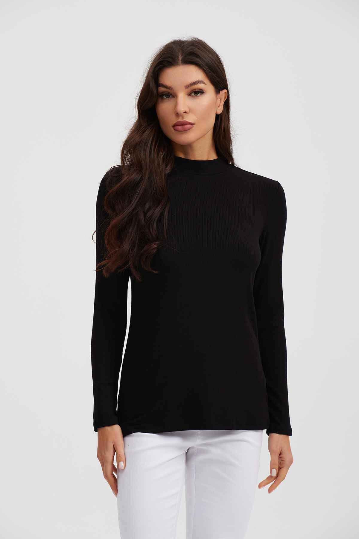 Polera Mujer Manga Larga Negro