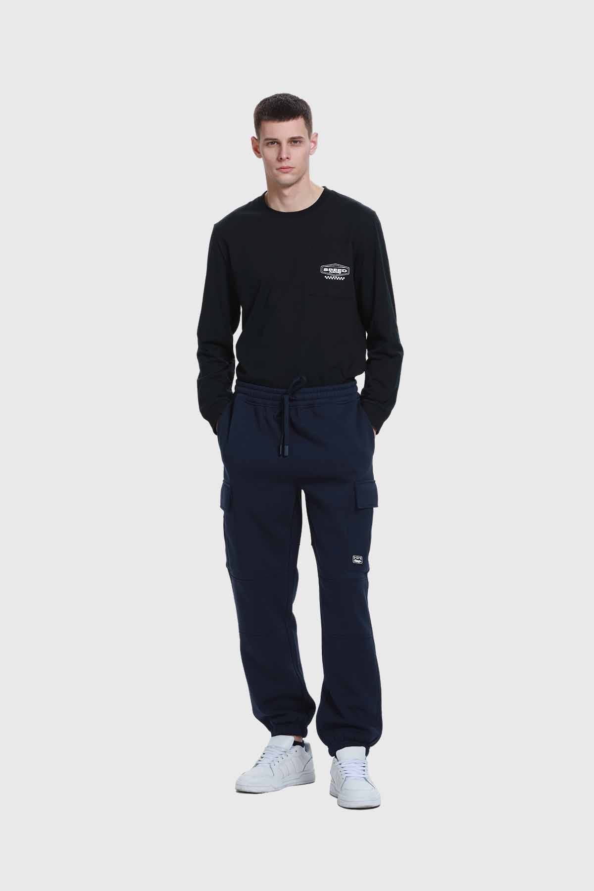 Pantalón Buzo Hombre Jogger Cargo Azul