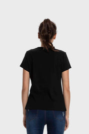 Polera Mujer Básica Print Negro / Verde