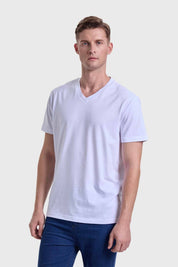 Polera Hombre Cuello V Básica Blanco