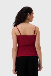 Polera Mujer Pabilo Rib Burdeo