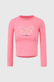 Polera Niña Con Aplicación Tul Rosado