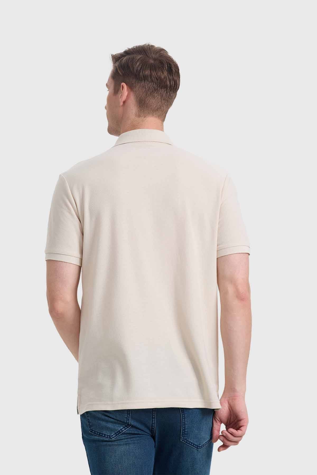 POLERA HOMBRE PIQUE BÁSICA LISA BEIGE