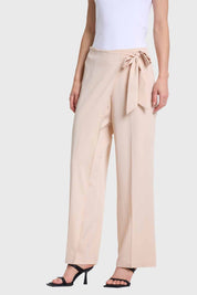 Pantalón Mujer Palazzo Aplicación Cruce Beige