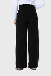 Pantalón Mujer Wide Leg Cotelé Negro