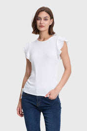 POLERA MUJER VUELO RIB LISA CRUDO