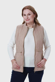 Parka Mujer Con Rombos Bolsillos Beige