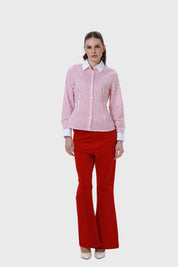 Blusa Mujer Abotonadas Con Rayas Rojo