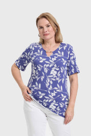Polera Mujer Aplicación Print Azul