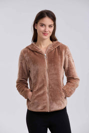 Polar Mujer Peludo Con Bolsillo Chocolate