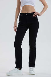 JEANS MUJER RECTO TIRO ALTO NEGRO