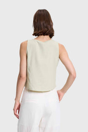 Blusa Mujer Crop Escote Cuadrado Caqui